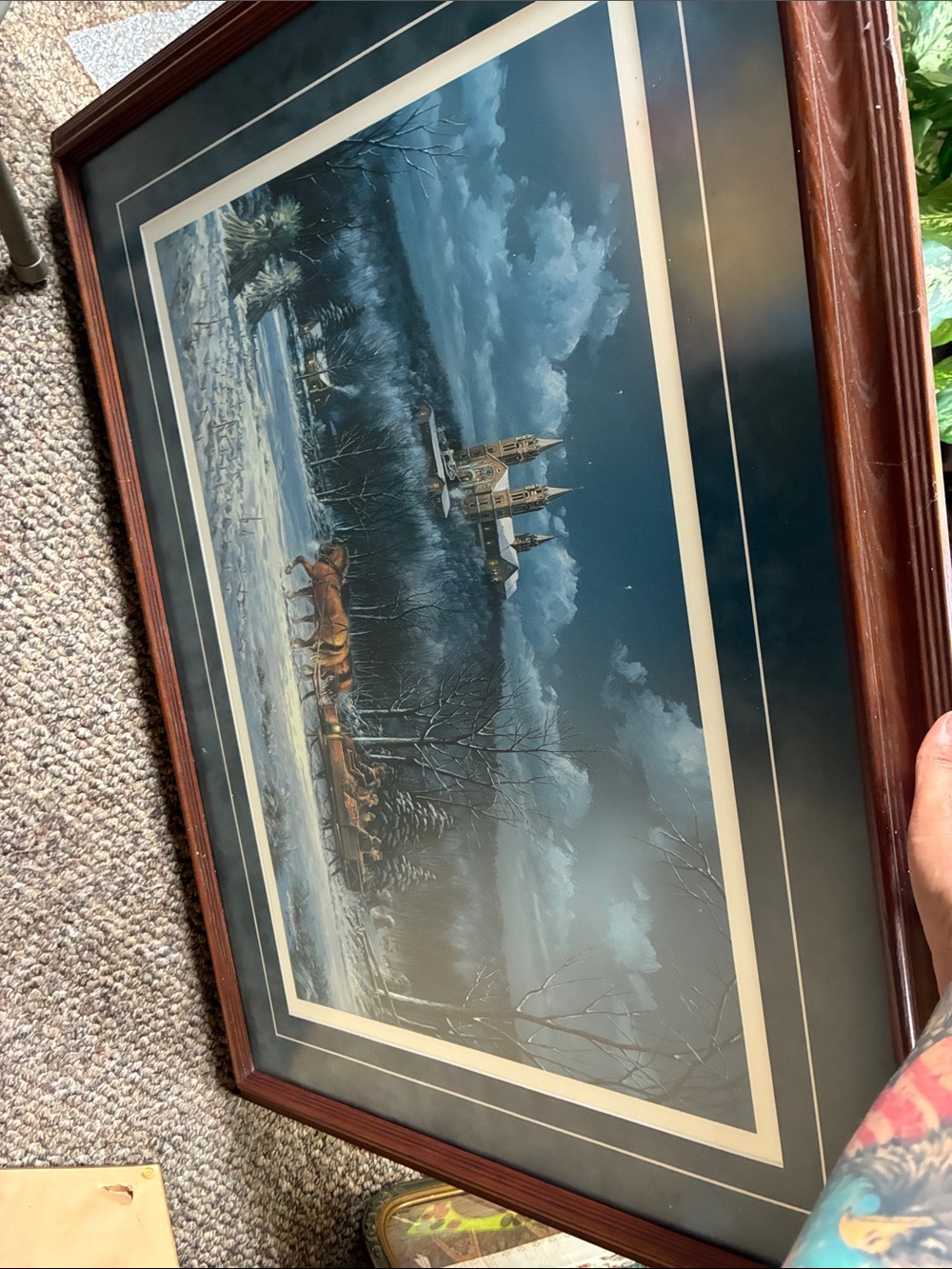 Winter Landscape Framed Art Print in Blue and Brown - Unbranded